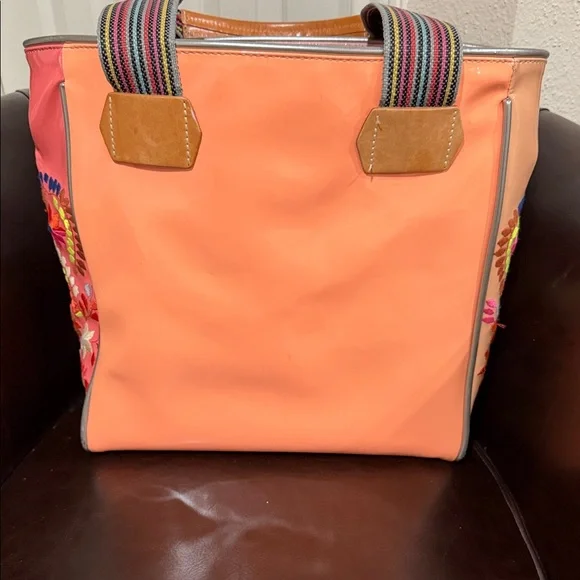 Consuela Coral Floral Embroidered Tote - Picture 2 of 6